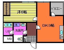 エスノーブル(1DK/3階)の間取り写真