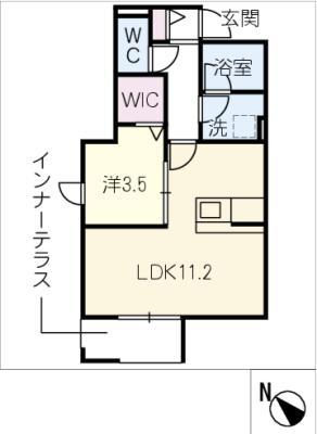 BELLE LEAD MANSION折立(1LDK/1階)の間取り写真