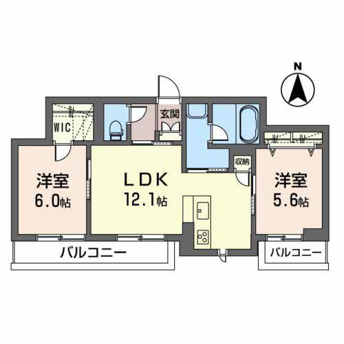 クレール富沢西A(2LDK/3階)の間取り写真