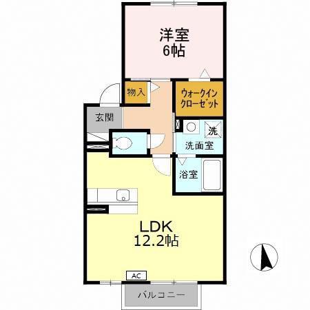 セジュールHODAII(1LDK/2階)の間取り写真