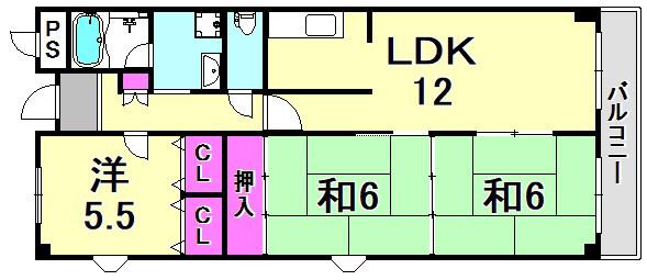 ソシア7(2LDK/3階)の間取り写真