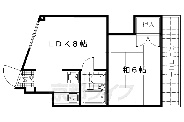 第二ふもとビル(1DK/3階)の間取り写真