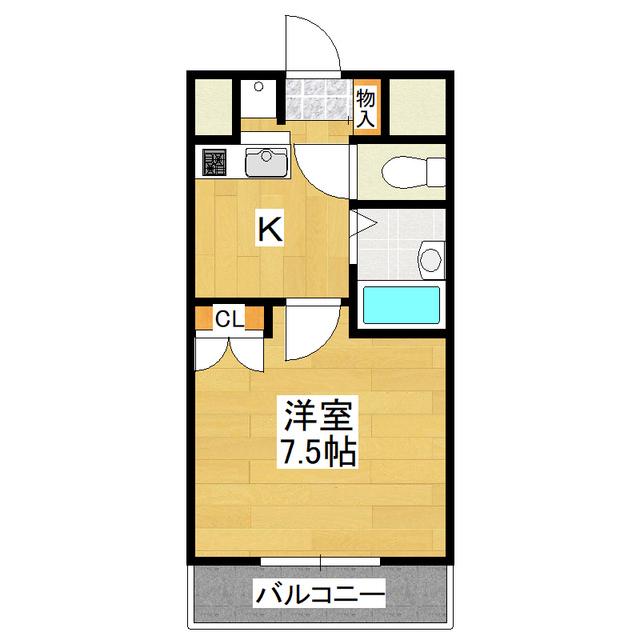 グリーンヒルズやまのい(1K/2階)の間取り写真