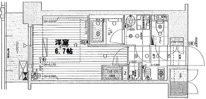 リーガル京町堀II(ワンルーム/9階)の間取り写真