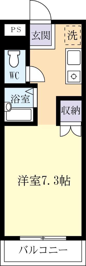ウイング二の宮(ワンルーム/2階)の間取り写真