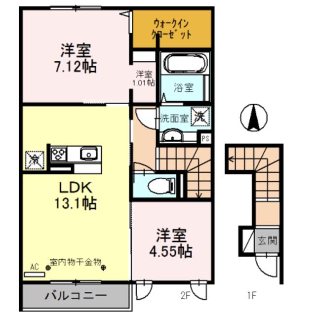 ルアーナ B棟(2LDK/2階)の間取り写真