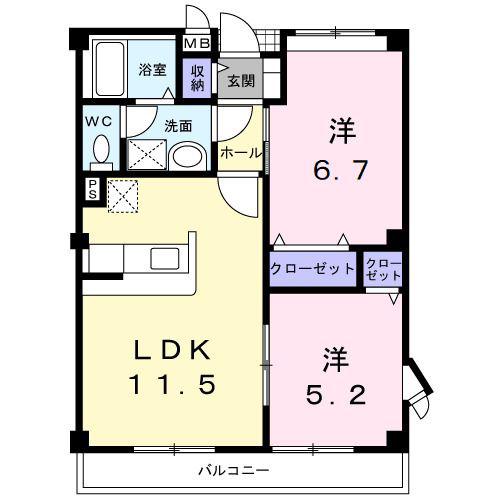 サン・カントリー(2LDK/2階)の間取り写真