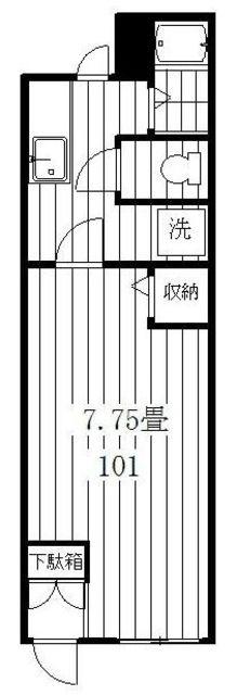 仲通6号(1K/1階)の間取り写真