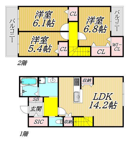 AG REGA 東園田(3LDK/1階)の間取り写真