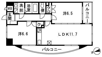 エーデルハイム湘南(2LDK/5階)の間取り写真