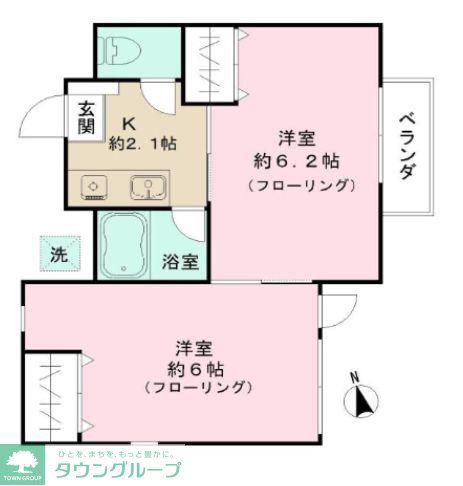 ソレイユ南荻窪(2K/1階)の間取り写真