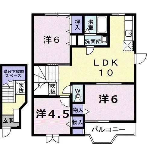 リジェール1号館(3LDK/2階)の間取り写真