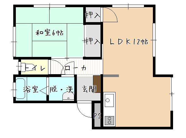 宝コーポラス(1LDK/1階)の間取り写真