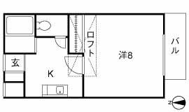 カーサアタゴ(1K/2階)の間取り写真