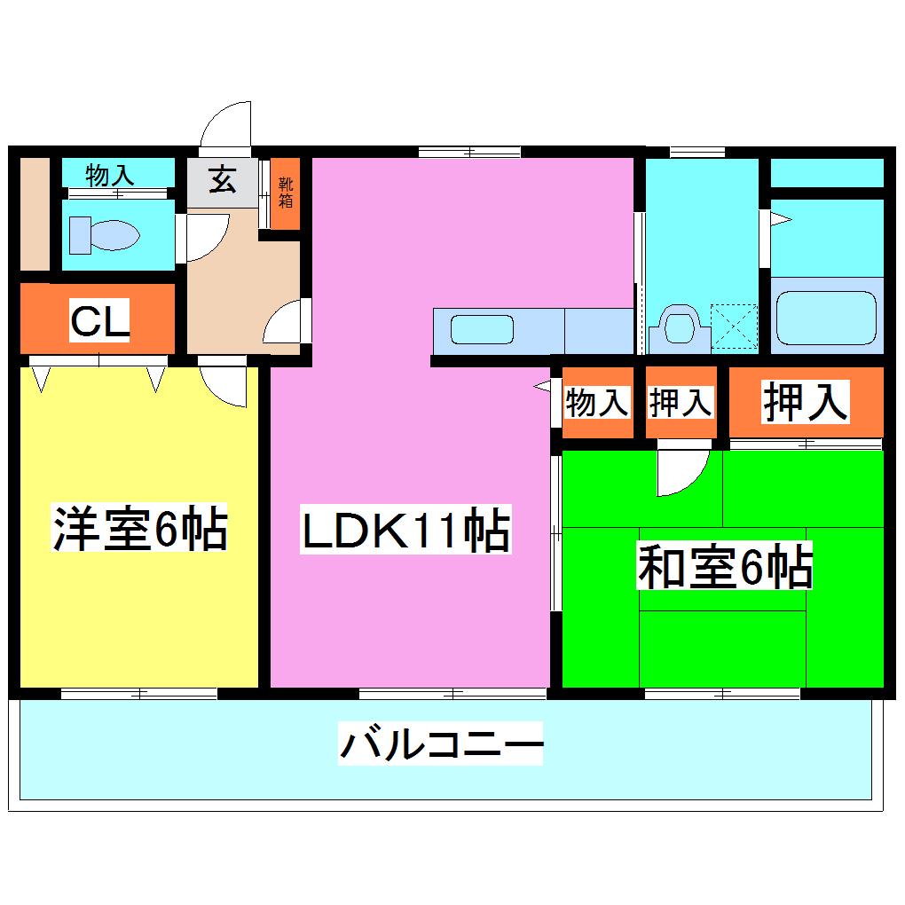 MARUYU第三ビル(2LDK/4階)の間取り写真