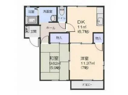 NKコーポ(2DK/2階)の間取り写真