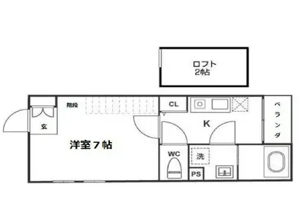 カスケードミノオ(1K/2階)の間取り写真