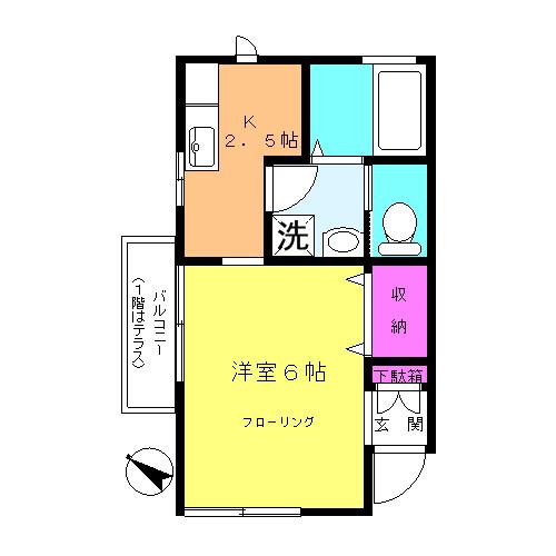 パシモTS(1K/1階)の間取り写真