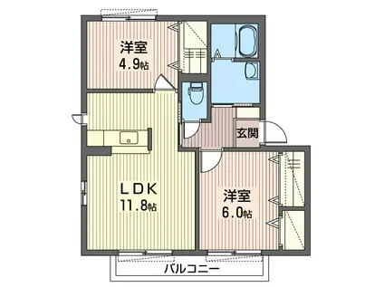 グランシード森田D(2LDK/1階)の間取り写真