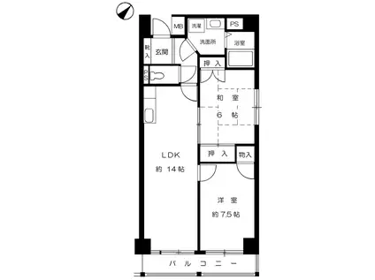 グランフォレスト六甲(2LDK/3階)の間取り写真