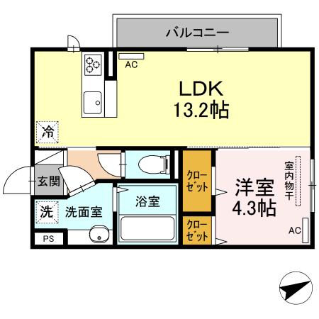モンラッシェ(1LDK/1階)の間取り写真