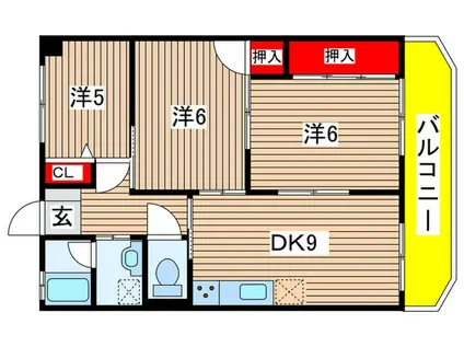エーデル川内(3DK/3階)の間取り写真