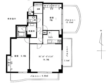 フラッツ自由が丘(2LDK/2階)の間取り写真