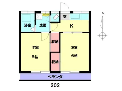 フェニックス(2K/2階)の間取り写真