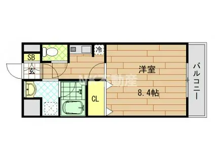 メディアキューブやえのさと(1K/4階)の間取り写真