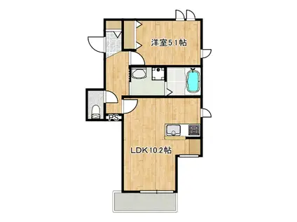 エスペランサ北加瀬(1LDK/2階)の間取り写真