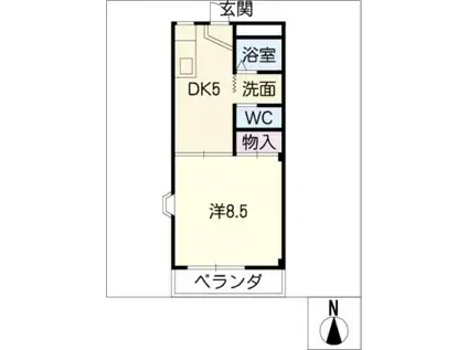 ハイツ樹(1DK/2階)の間取り写真