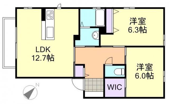 アネシス・アイA棟(2LDK/2階)の間取り写真