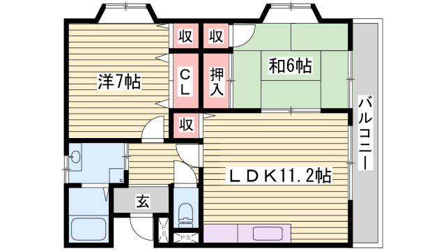 サンローヤル(2LDK/1階)の間取り写真
