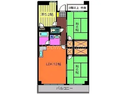 リバーサイド南末広六番館(3LDK/4階)の間取り写真
