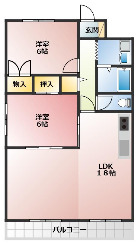 フェニックス壱番館(2LDK/1階)の間取り写真