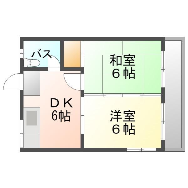FC翁長コーポ(2DK/3階)の間取り写真