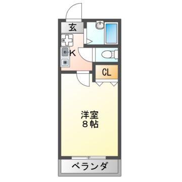 センターフィールドIII(1K/4階)の間取り写真
