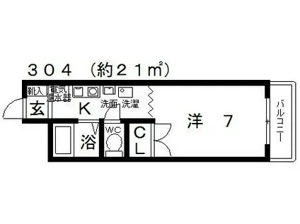 ウィンライフ藤井寺(1K/4階)の間取り写真