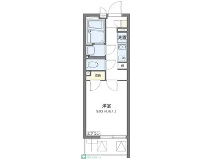 クレイノうたり(1K/2階)の間取り写真