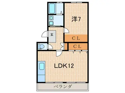 サンリビング仁川(1LDK/1階)の間取り写真