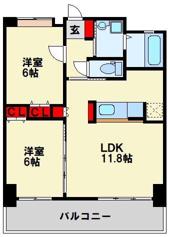 フェルト127(2LDK/10階)の間取り写真