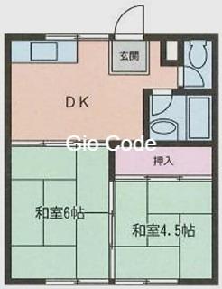 若草ハイツ第一荘(2DK/2階)の間取り写真