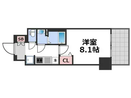 プレサンス谷町九丁目駅前(1K/13階)の間取り写真