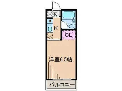 コーポエルム(1K/1階)の間取り写真