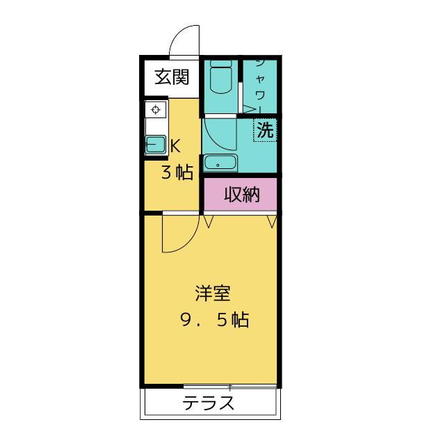 ジュネス亜梨(1K/1階)の間取り写真