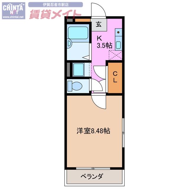 フリオフラッシュ(1K/2階)の間取り写真