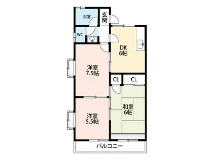 シャイン美園A棟(3DK/2階)の間取り写真