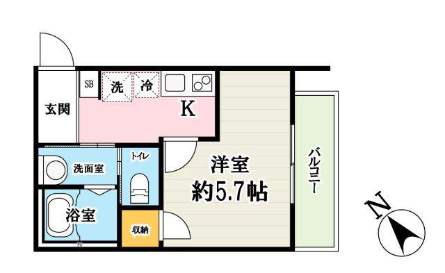 ラコリーナ狭山(1K/2階)の間取り写真