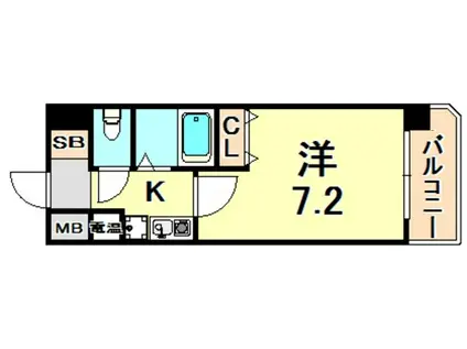 エスリード三宮(1K/2階)の間取り写真