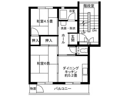 不動が丘第2 11号棟(2DK/2階)の間取り写真